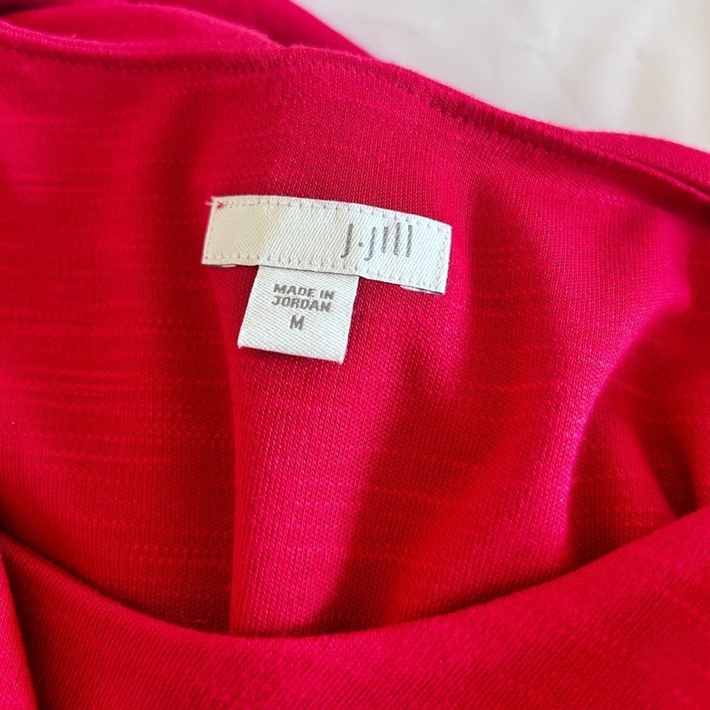 J. JILL Jersey Knit Layered Short Sleeve Sangria Dress Pockets Red Size Medium - Picture 8 of 11